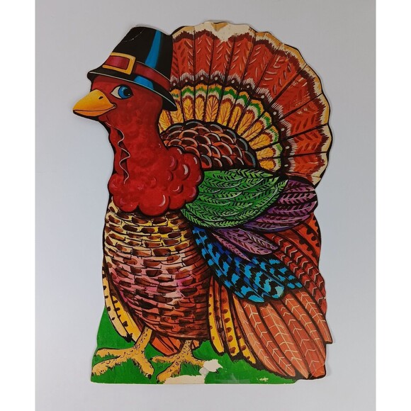 Party Time 1985 Turkey Diecut Thanksgiving Decoration Decor Vtg 8616 Wall Window - Picture 5 of 7